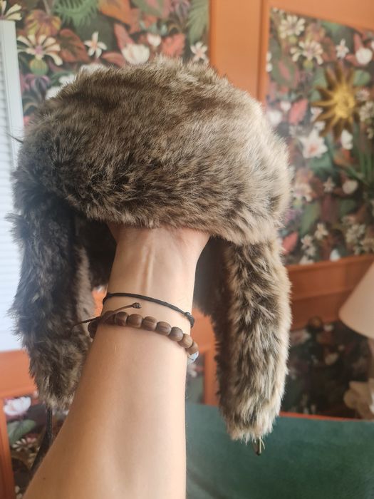 Futrzana czapka uszatka H&M one size