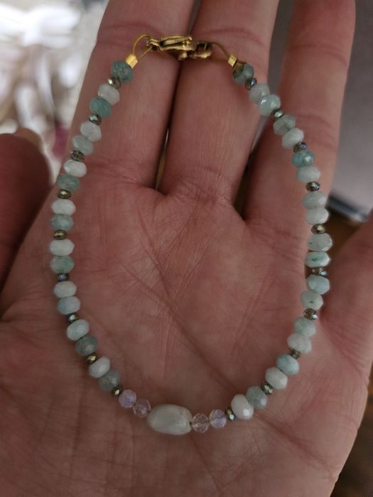 Bransoletka kamienie naturalne Larimar Jadeit Opal