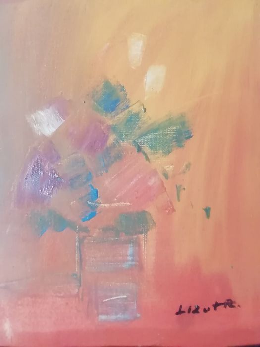 Obraz kwiaty płótno olej sygn. Lizut R. , ostatnie prace