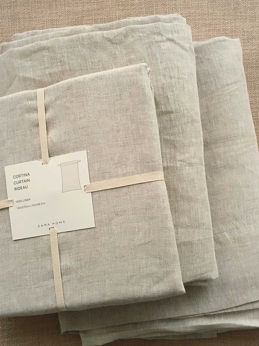 Lniane zasłony BOHO Zara Home beżowe