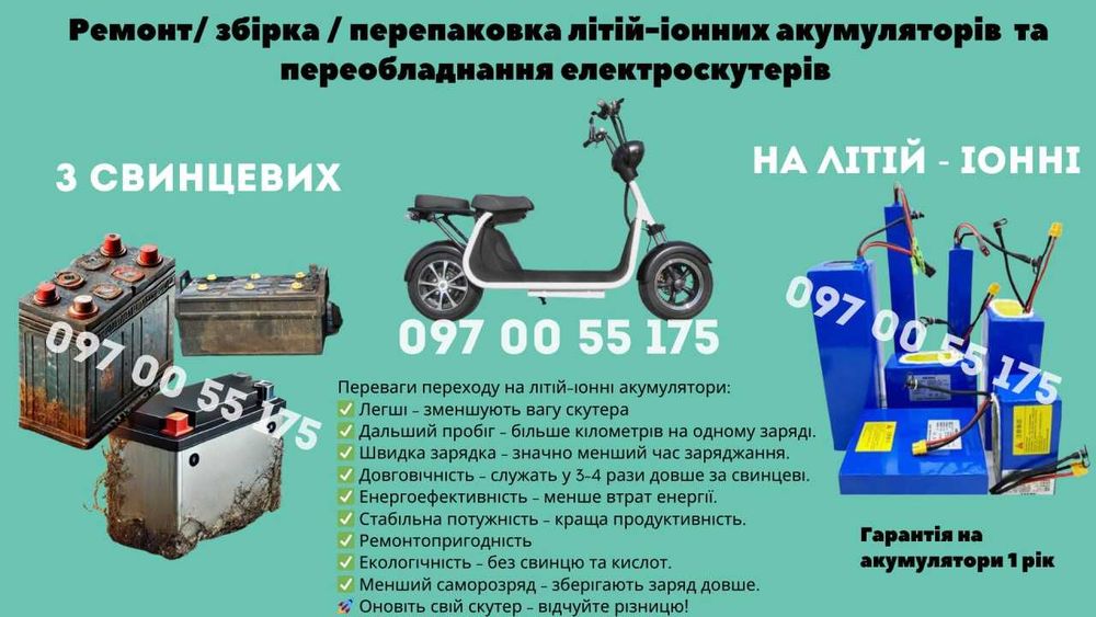 Електроскутера літій-іон litiifepo4 акб