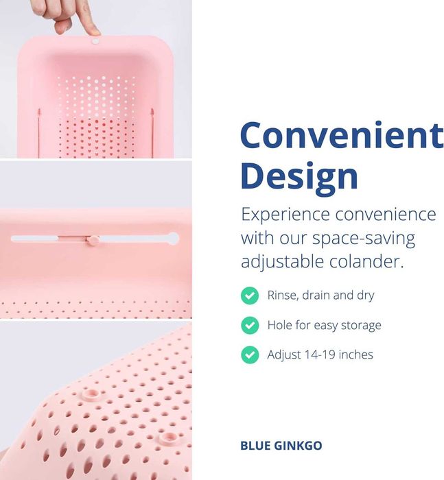 Nowy durszlak/cedzak/suszarka/kosz/sitko/róż/2 szt/ BLUE GINKGO !5459!