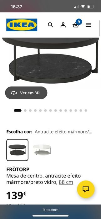 Mesa de centro preta IKEA