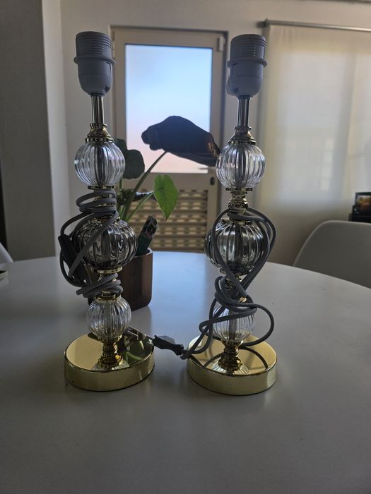 Candeeiro em vidro com Base Dourada (2uni)