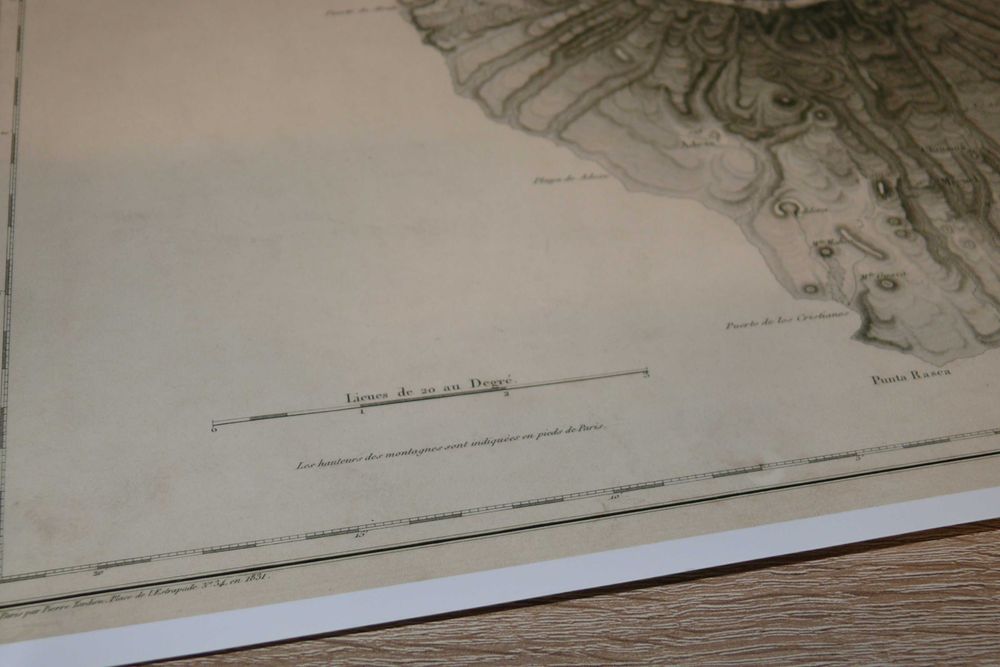 Reprodução impressa de  Mapa Antigo de Tenerife Ilhas Canarias