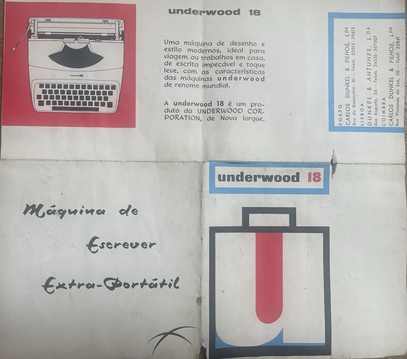 Maquina de escrever portátil Underwood 18