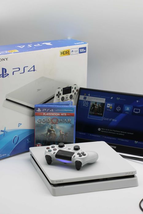 Sony PlayStation 4 Slim 500GB Glacier White (Biała) + Gra God of War + Karton