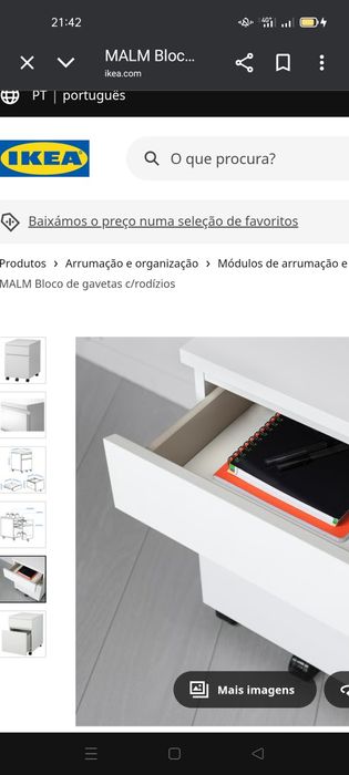 Bloco de gavetas MALM c/rodízios. IKEA, NOVOS