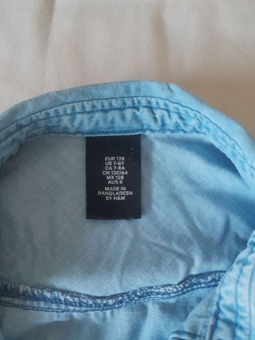 Koszula jeansowa 128 krótki rękaw  h&m