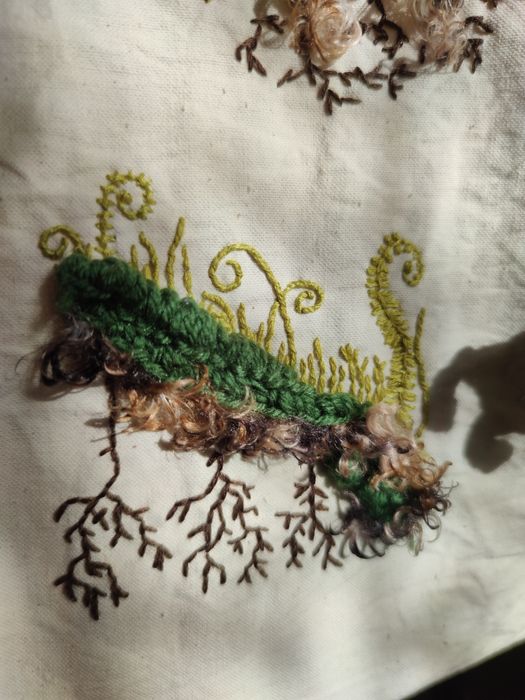 Унікальний шопер з в'язаними елементами та ручною вишивкою