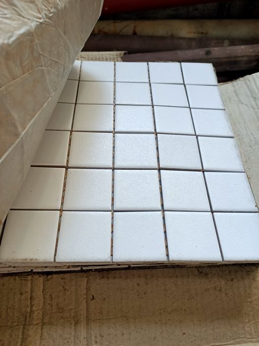 Kafelki mozaika biała kwadraty