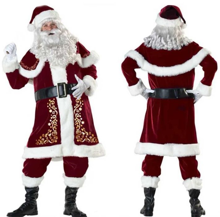 Новогодний костюм Санта Клауса Святого Николая Деда Мороза снегурочки