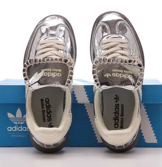 Женские кроссовки Adidas Samba x Wales Bonner Silver адидас самба