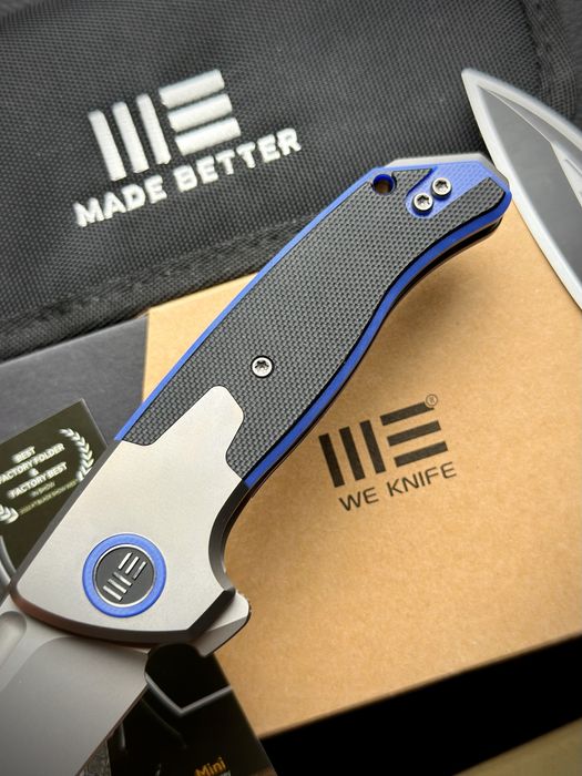 Нож WE Knife Press Check Flipper Elishewitz Titanium Blue G10 CPM-20CV
