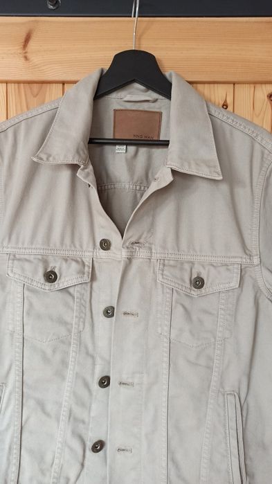 Kurtka jeansowa beżowa Mango M casual na guziki