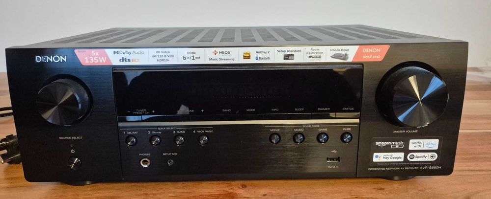 Denon AVR-S660H – amplituner AV 5.2, 8K, HEOS, stan bardzo dobry