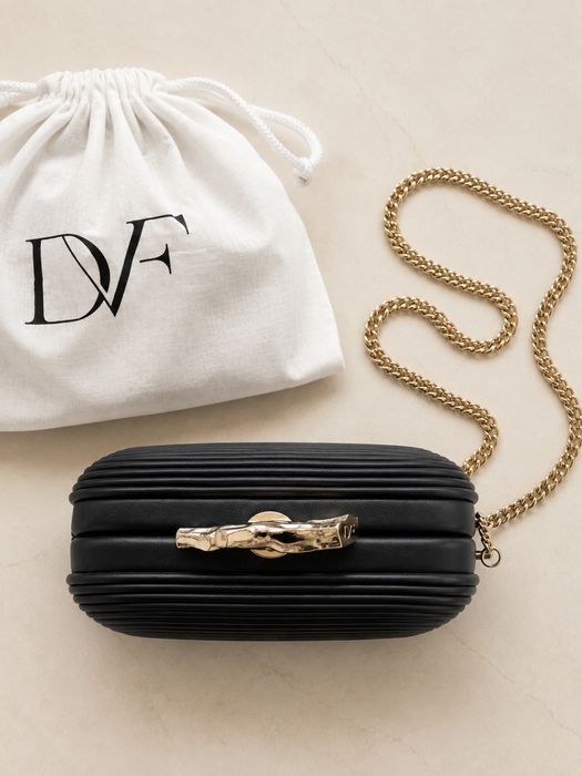 Новий шкіряний клатч Diane von Furstenberg DVF чорний з ланцюжком