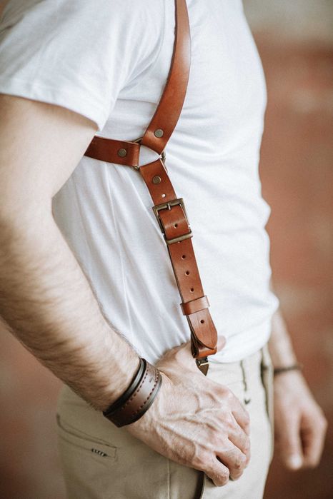 Чоловічі шкіряні підтяжки. Стильні чоловічі підтяжки. Підтяжки.