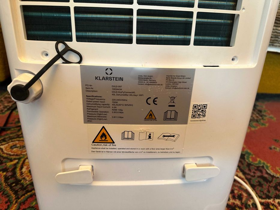 Osuszacz Powietrza Klarstein Dryfryconnect 40 DXJ2 Uszkodzony Dawca