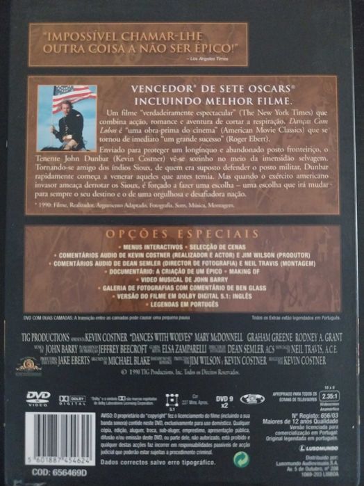 dvd: Kevin Costner "Danças com lobos"64586162337411121