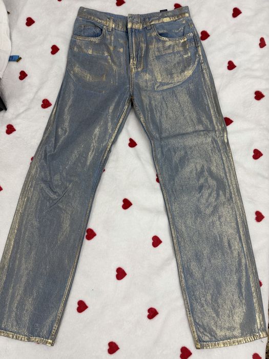 Джинси Zara з металізованим покриттям