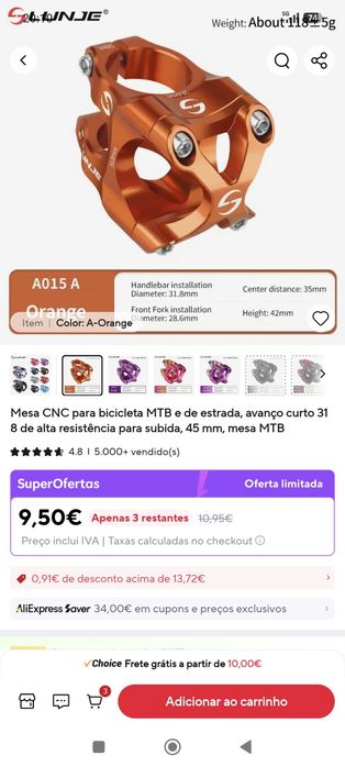Avanço curto cor de laranja