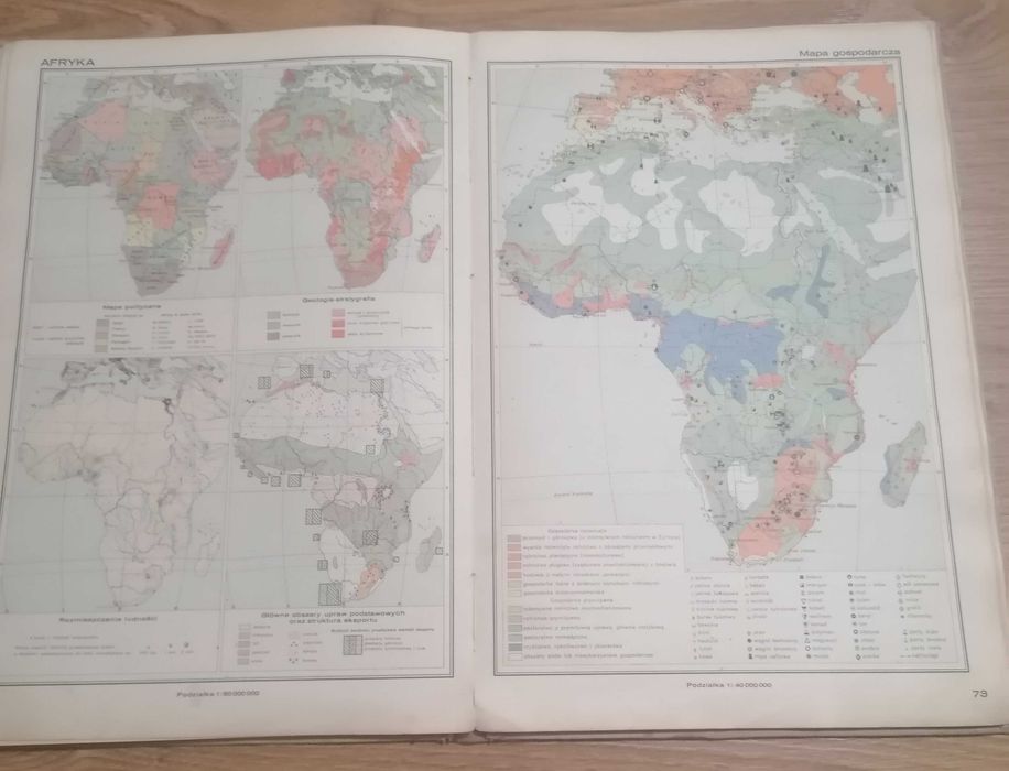 Zabytkowa stara mapa geograficzna 1962