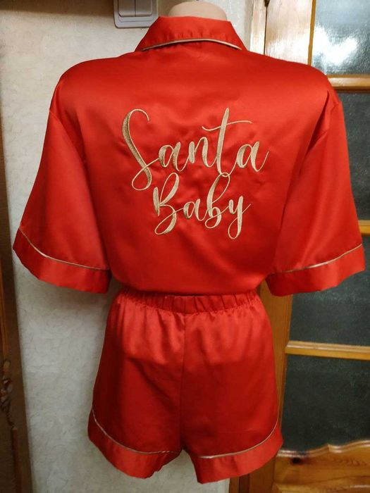 Еротичний сексуальний червоний набір Крихітка Санти шовк 46-48 розмір