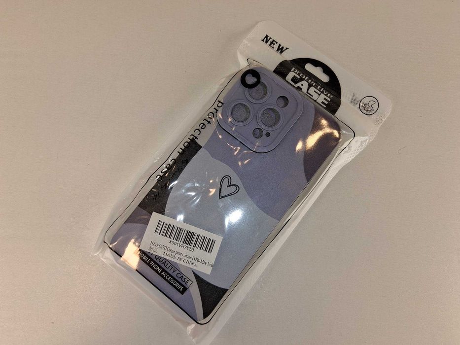 E070 Etui iPhone 14 Pro Max Fioletowe Wzór Serce Ochronne