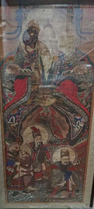 Grande Pintura Imperial Chinesa Papel Xuan séc XVIII 185 cm