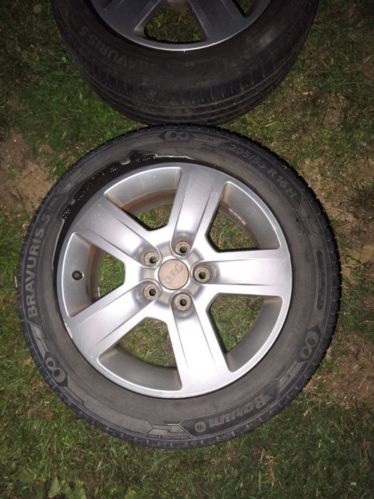 Alufelgi 16" Audi 5x112 + Opony Letnie Barum 205/55 R16 (2021)