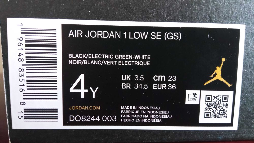 36 Buty Nike Air Jordan 1 Low Black Electric Green
