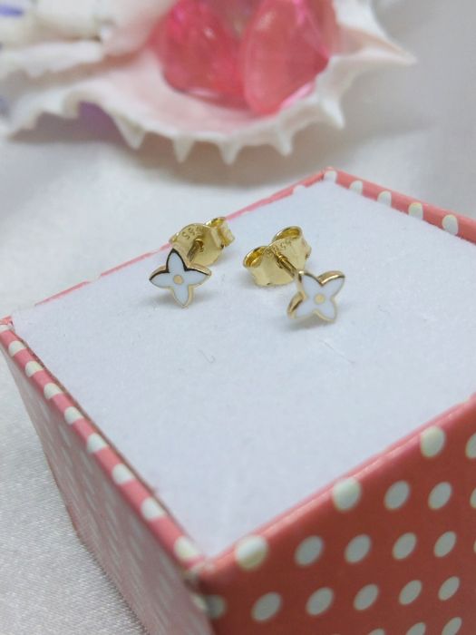 Piękne złote kolczyki kwiatki, złoto próby 585