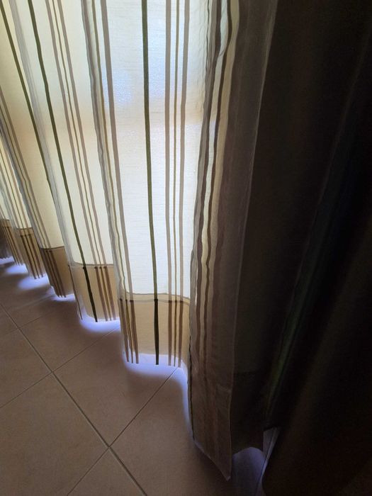Conjunto 4 Cortinados Verdes (Cetim + Duplos com Riscas) – 2,20m x 1,45m