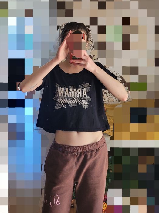Crop top bluzka tshirt Armani czarny