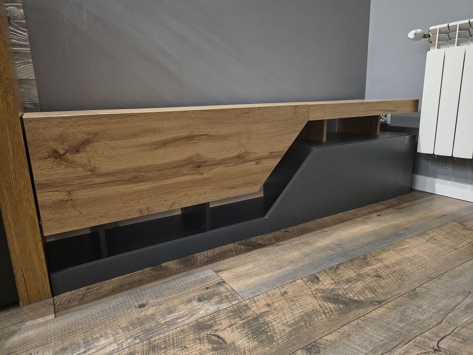 Szafka pod telewizor RTV szary + dąb