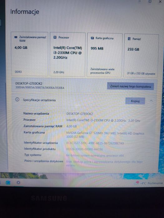 Laptop Samsung, ekran 17 , Windows 10