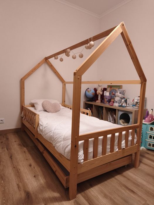 Cama MONTESSORI natural com 2 Gavetas (Criança)