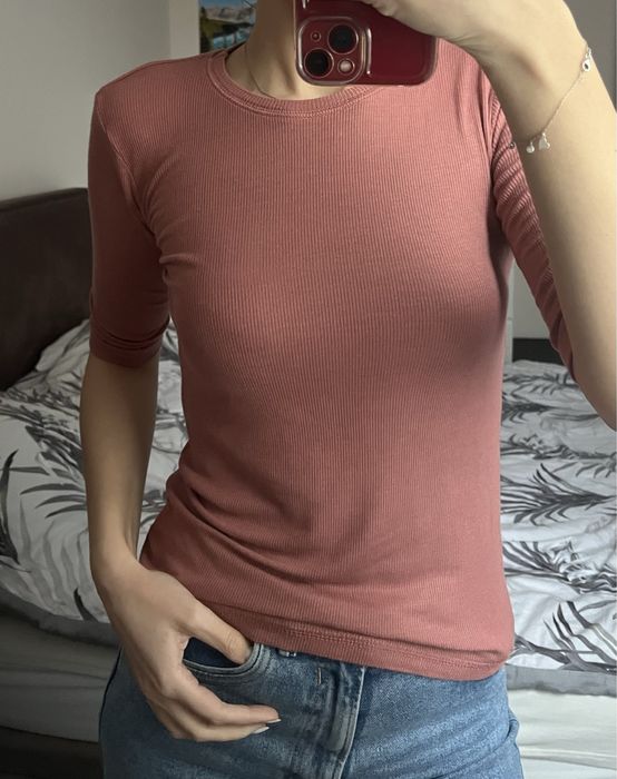 Sweterki łososiowy z rękawem 3/4 długość