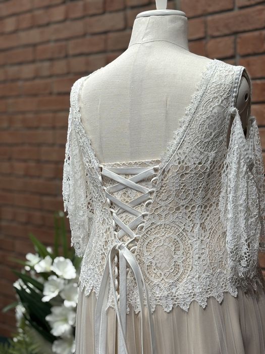 Suknia ślubna r.54 boho, rustykalna, vintage