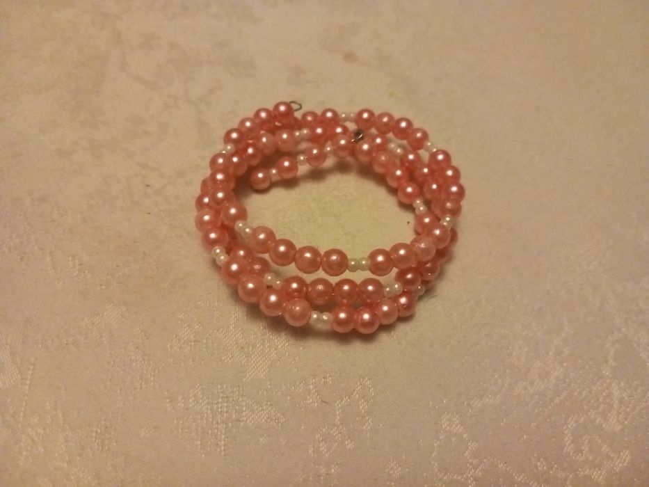 Branzoletka z perełek różowa/ lub naszyjnik