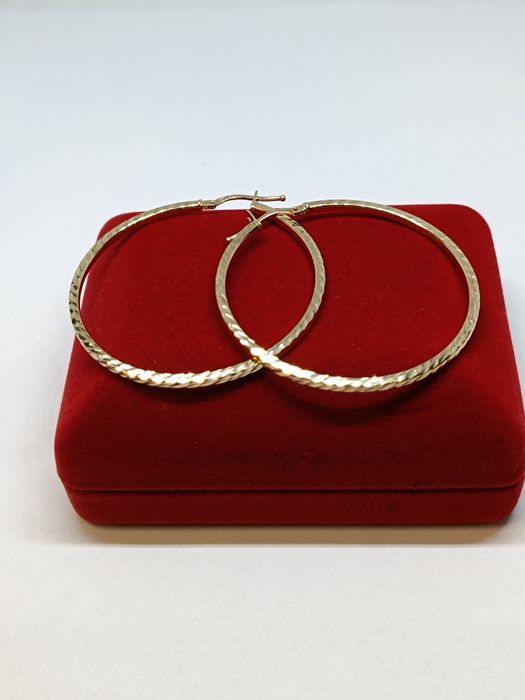 Złote kolczyki koła ze szlifem średnica 4,4cm złoto próby 585