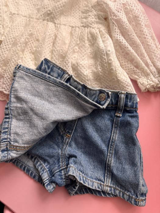 Zara джинсова спідниця шорти і сорочка