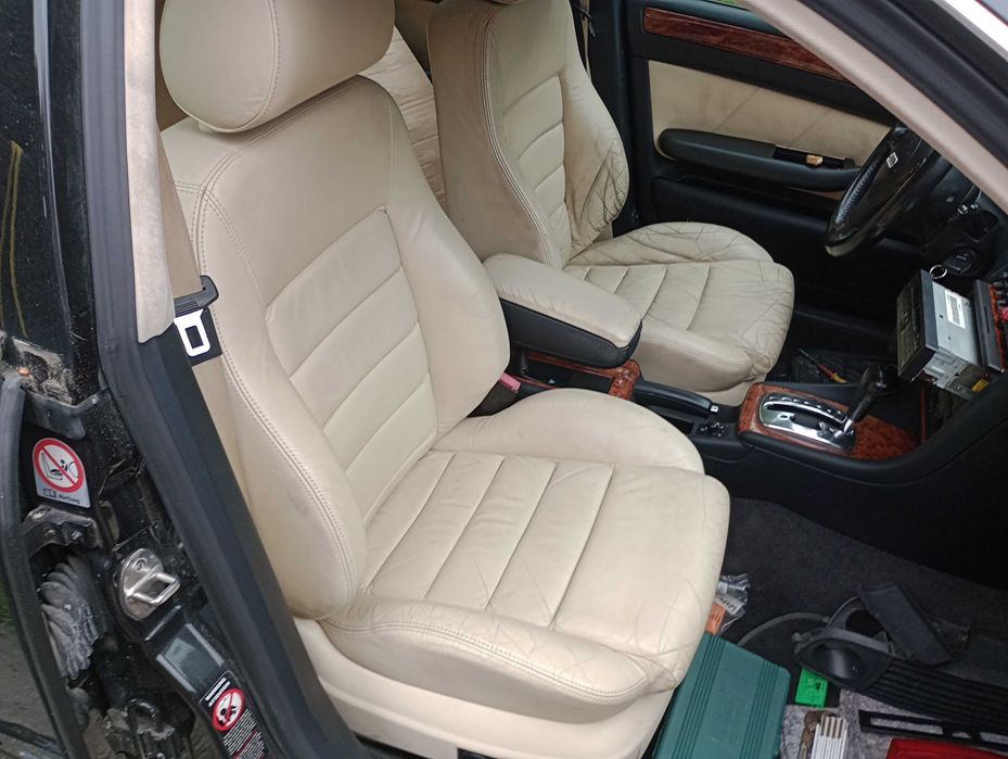 Audi A6 C5 - fotele SPORTY skora bananowa + boczki TYLNA KANAPA GRZANA