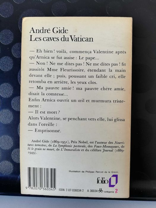 Les caves du Vatican - André Gide, edição original em francês, 1985