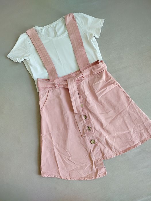 Комбінезон зі спідницею / юбка / сарафан жіночий пудра