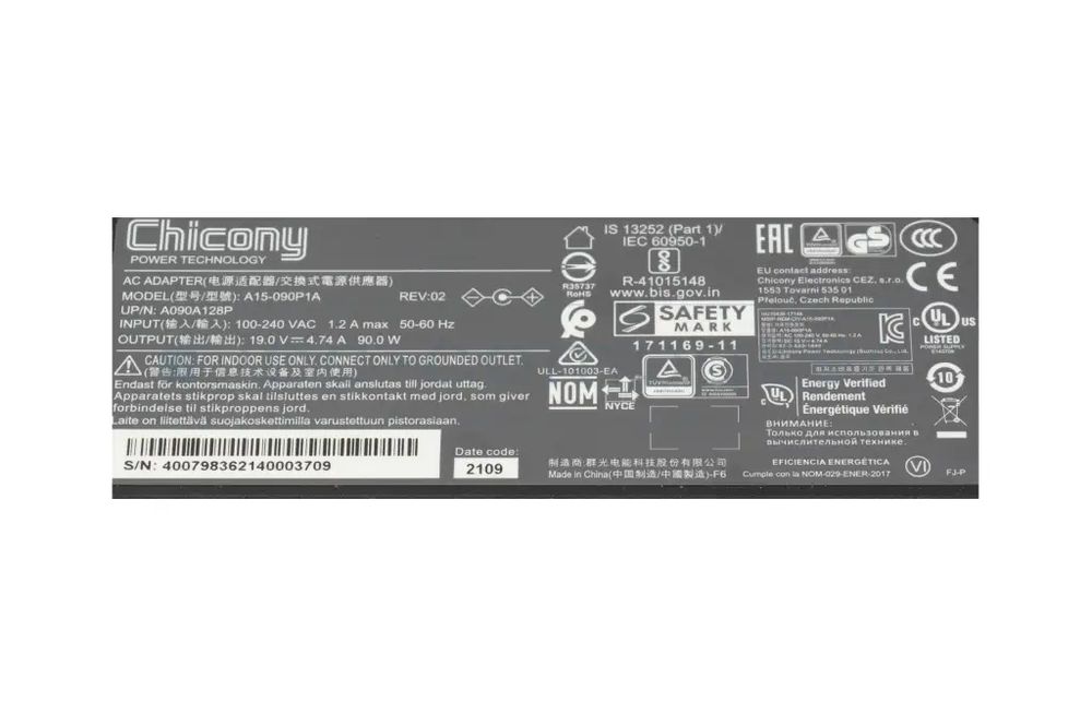 Блок питания (адаптер, зарядное) Chicony  A15-090P1A, 19V 4.74A 90 Wt
