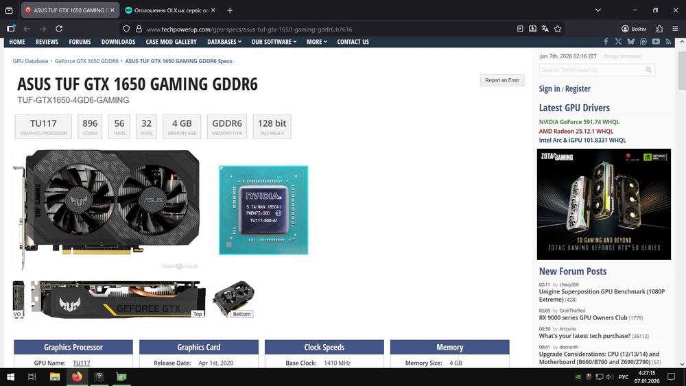 ASUS TUF GTX 1650 gaming GDDR6