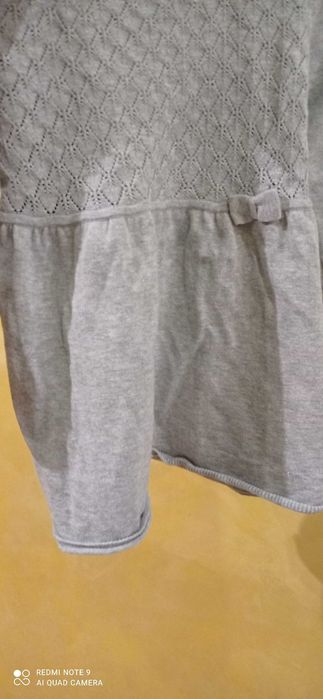 Piękna sukienka 86 H&M dziewczynka szara koronka