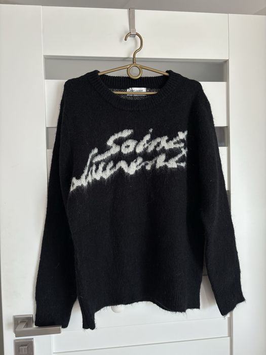 Saint laurent sweter czarny piekny wełniany